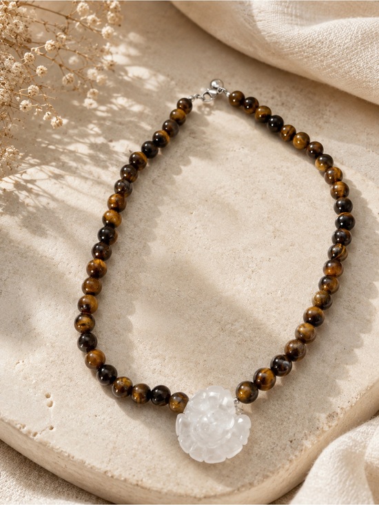 Mayamar Jewelry - New mayamar genuine Tiger Eye Beaded Necklace with mother of pearl Pendant